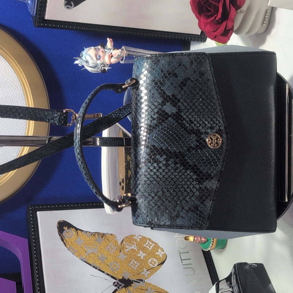 Tory Burch Blue Python Effect & Blue Color Block … - image 4